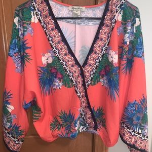 Orange Long Sleeve Design Top